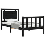 Cadre de lit sans matelas noir 100x200 cm bois massif de pin