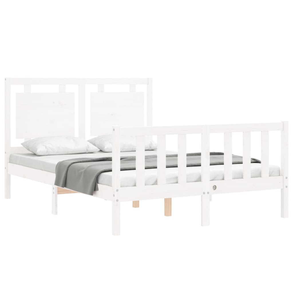 Cadre de lit sans matelas blanc 120x200 cm bois de pin massif