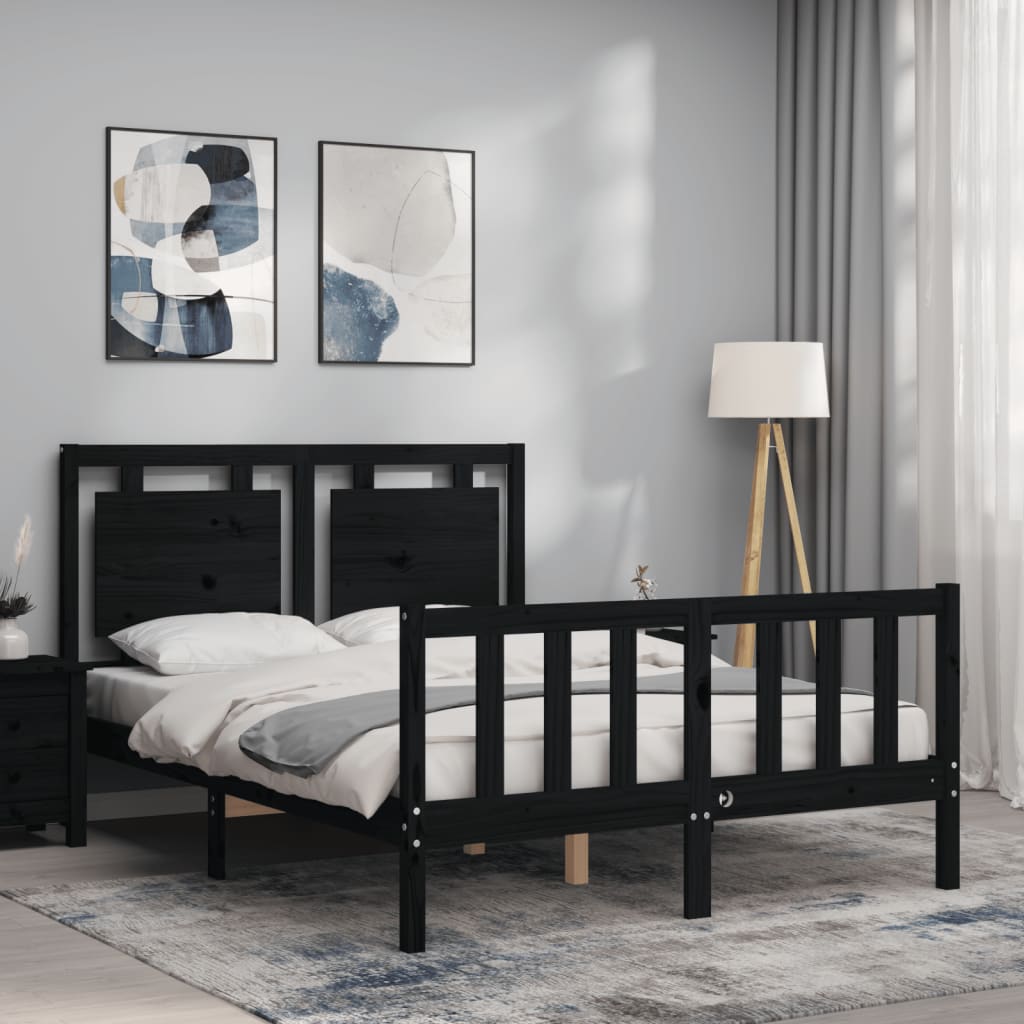 Cadre de lit sans matelas noir 120x200 cm bois de pin massif