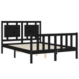 Cadre de lit sans matelas noir 120x200 cm bois de pin massif