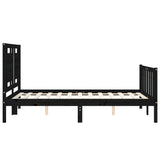 Cadre de lit sans matelas noir 120x200 cm bois de pin massif