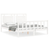 Cadre de lit sans matelas blanc bois de pin massif