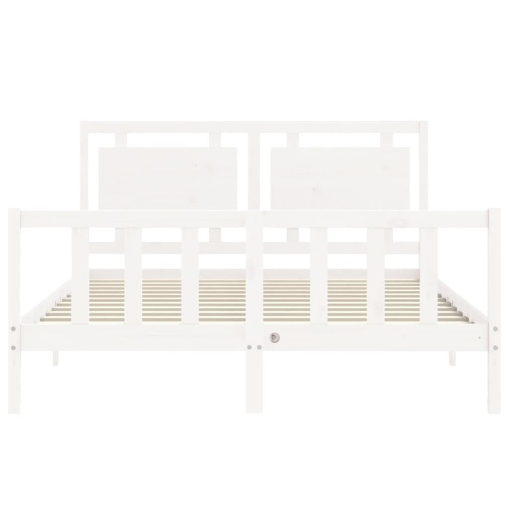 Cadre de lit sans matelas blanc bois de pin massif