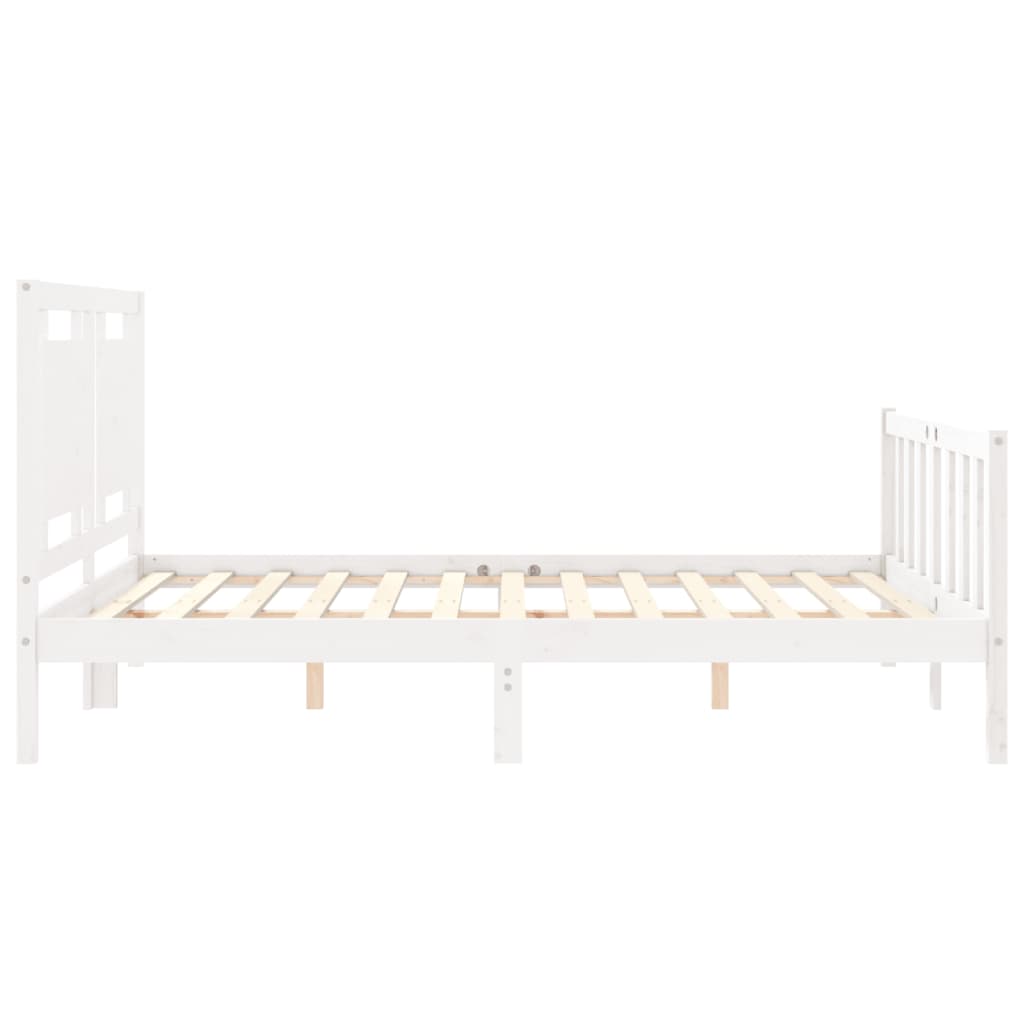 Cadre de lit sans matelas blanc bois de pin massif