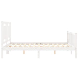 Cadre de lit sans matelas blanc bois de pin massif