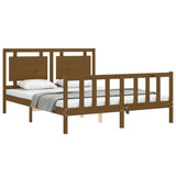 Cadre de lit sans matelas marron miel bois massif