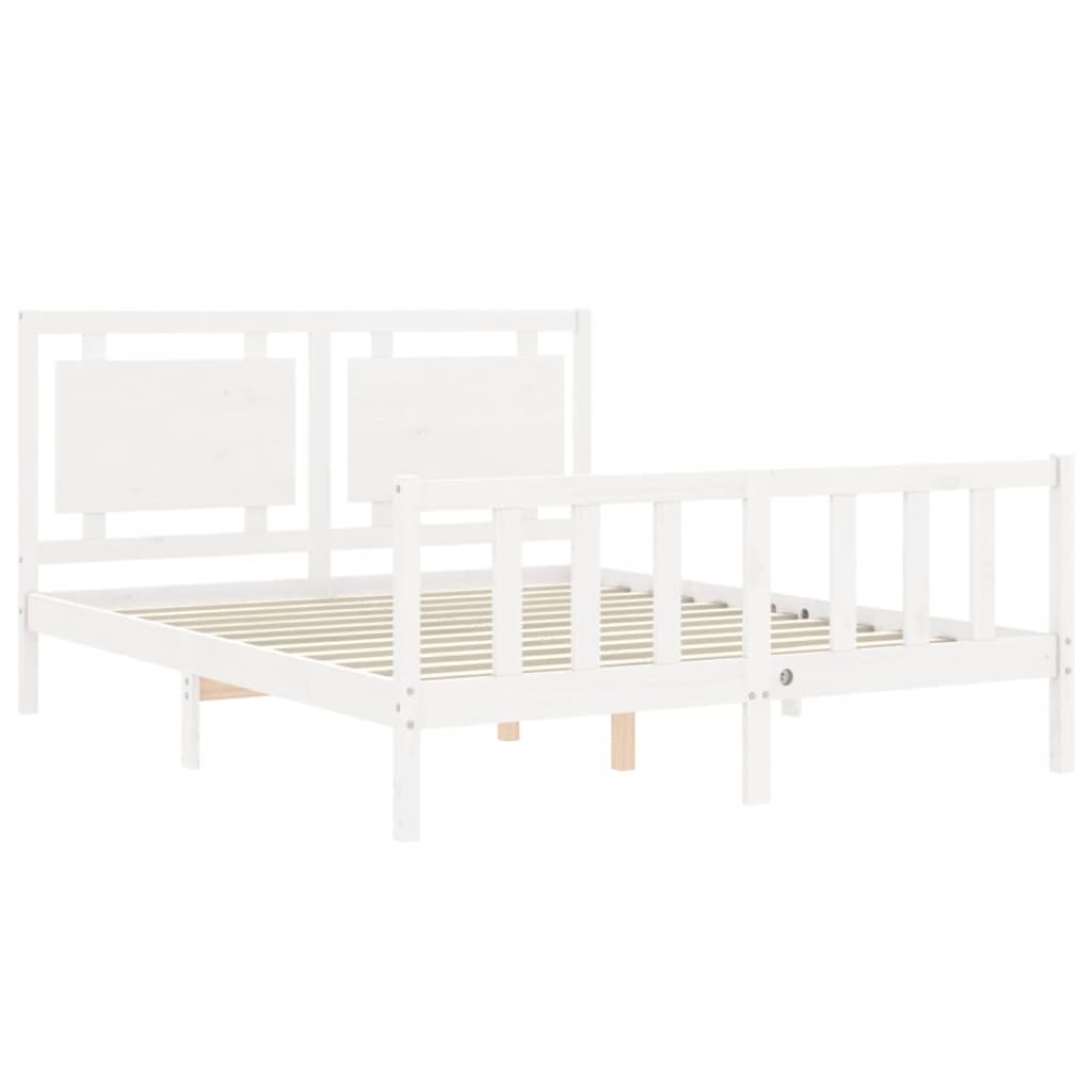 Cadre de lit sans matelas blanc 160x200 cm bois de pin massif