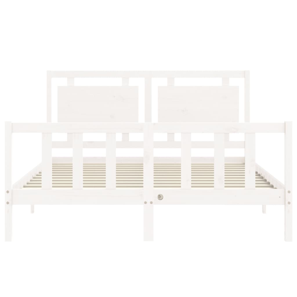 Cadre de lit sans matelas blanc 160x200 cm bois de pin massif