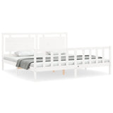 Cadre de lit sans matelas blanc bois de pin massif