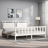 Cadre de lit sans matelas blanc bois de pin massif