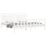 Cadre de lit sans matelas blanc bois de pin massif