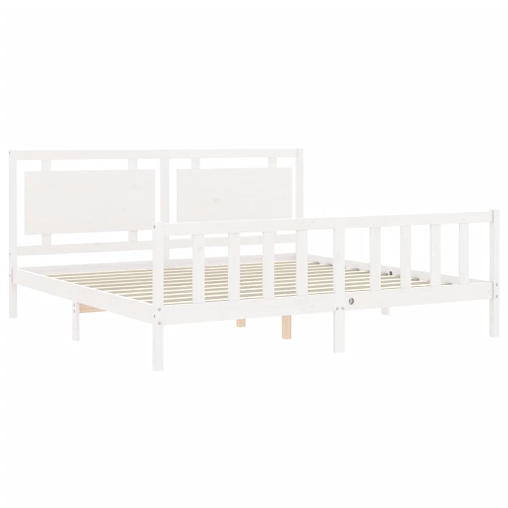 Cadre de lit sans matelas blanc bois de pin massif