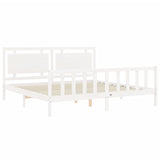 Cadre de lit sans matelas blanc bois de pin massif