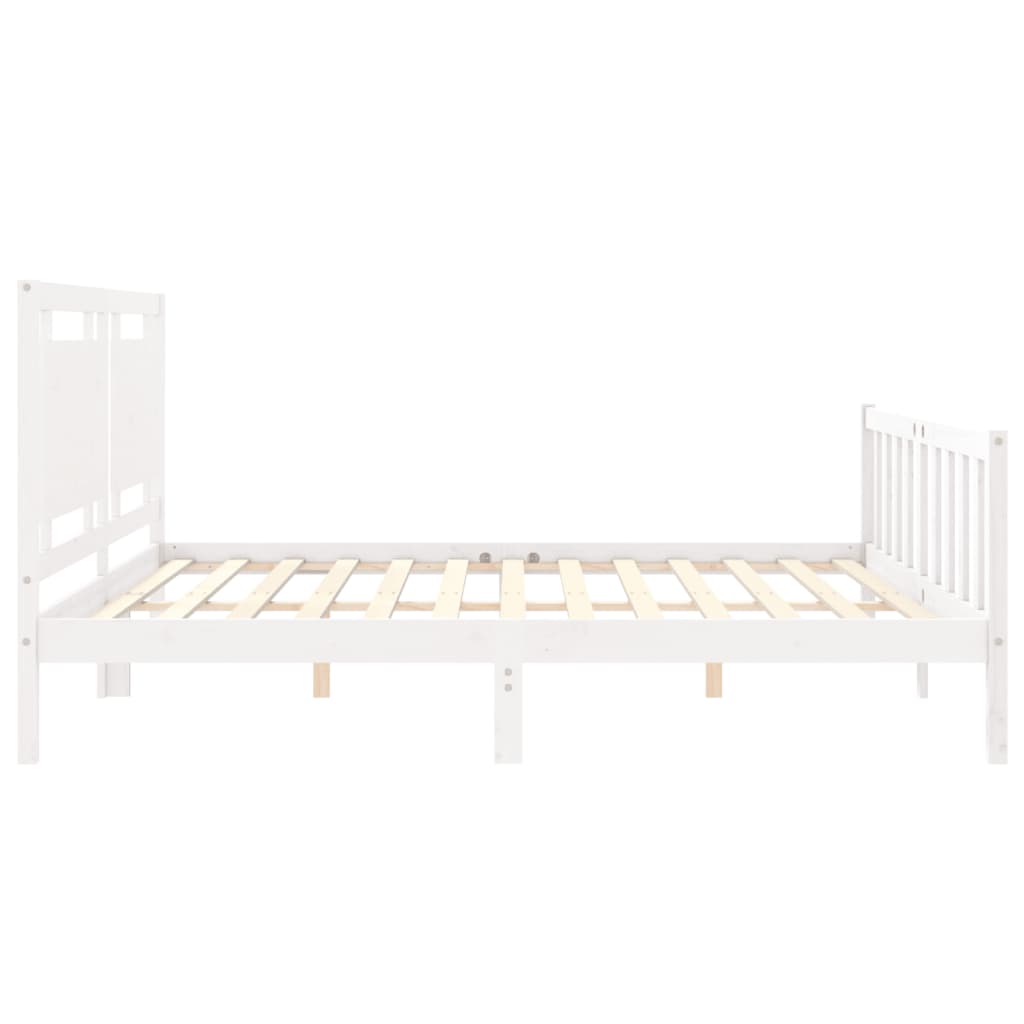 Cadre de lit sans matelas blanc bois de pin massif