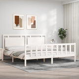 Cadre de lit sans matelas blanc bois de pin massif