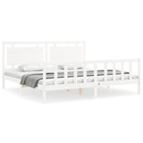 Cadre de lit sans matelas blanc 200x200 cm bois massif de pin