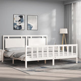 Cadre de lit sans matelas blanc 200x200 cm bois massif de pin