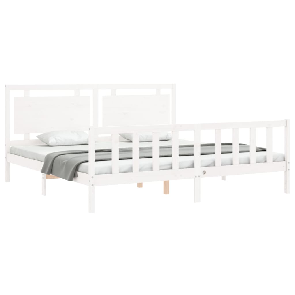 Cadre de lit sans matelas blanc 200x200 cm bois massif de pin