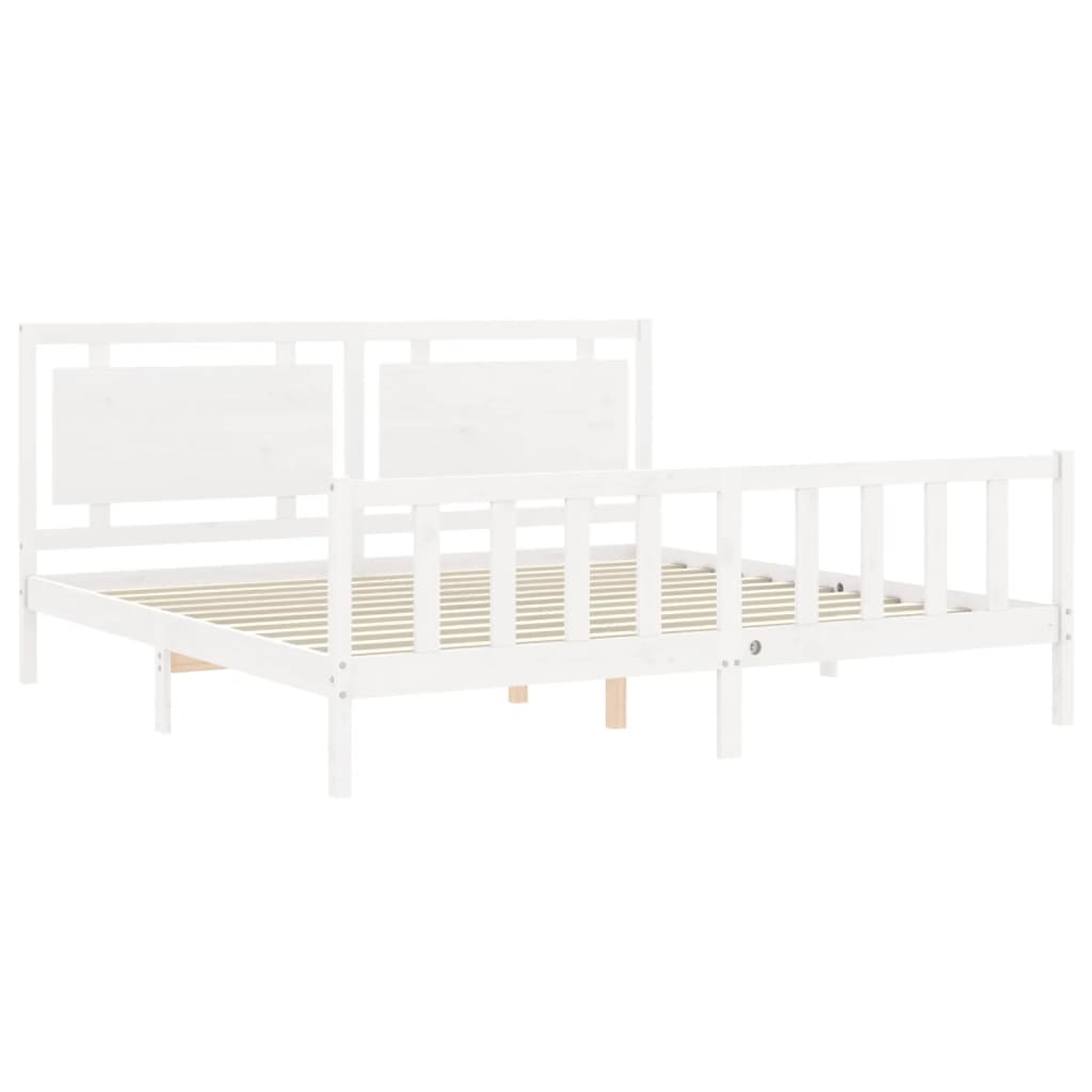 Cadre de lit sans matelas blanc 200x200 cm bois massif de pin