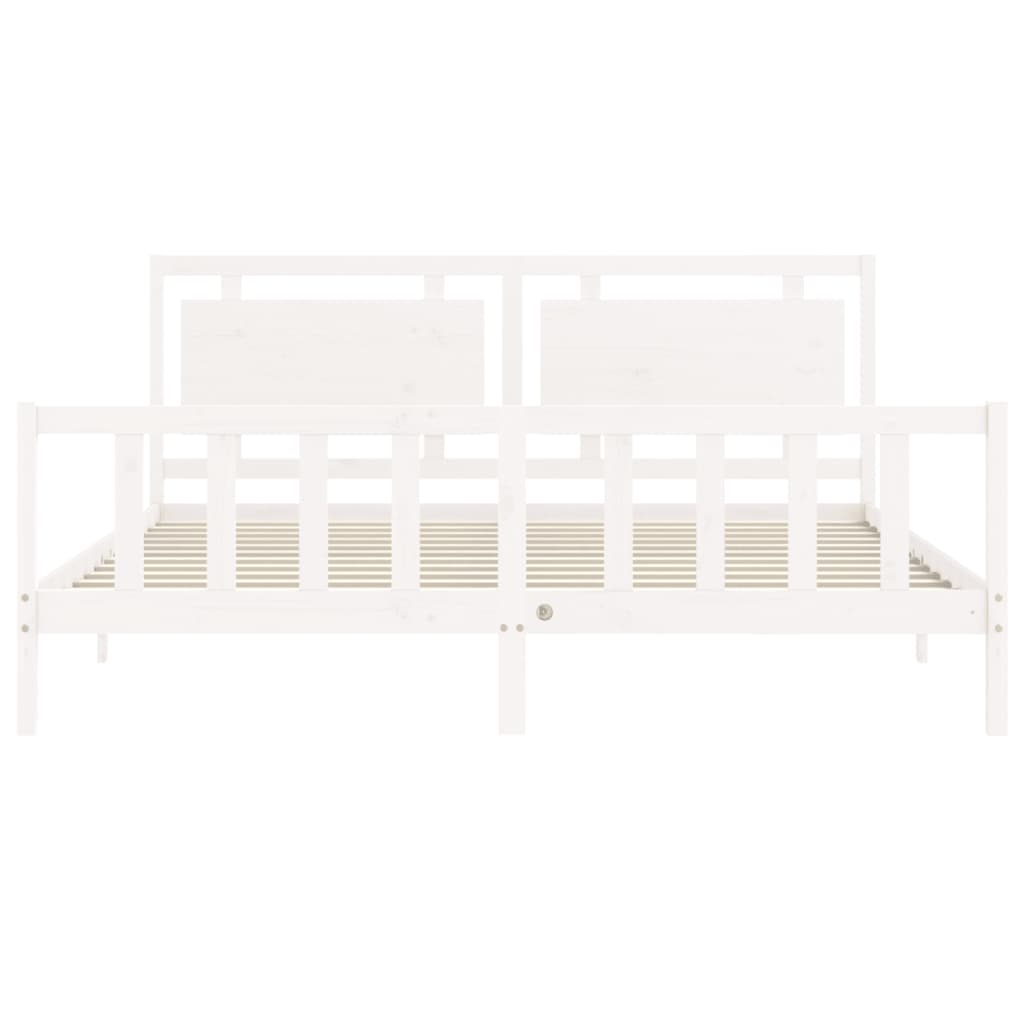 Cadre de lit sans matelas blanc 200x200 cm bois massif de pin