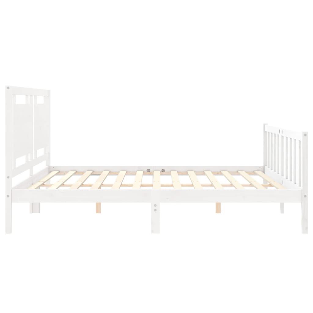 Cadre de lit sans matelas blanc 200x200 cm bois massif de pin