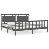 Cadre de lit sans matelas gris 200x200 cm bois massif de pin