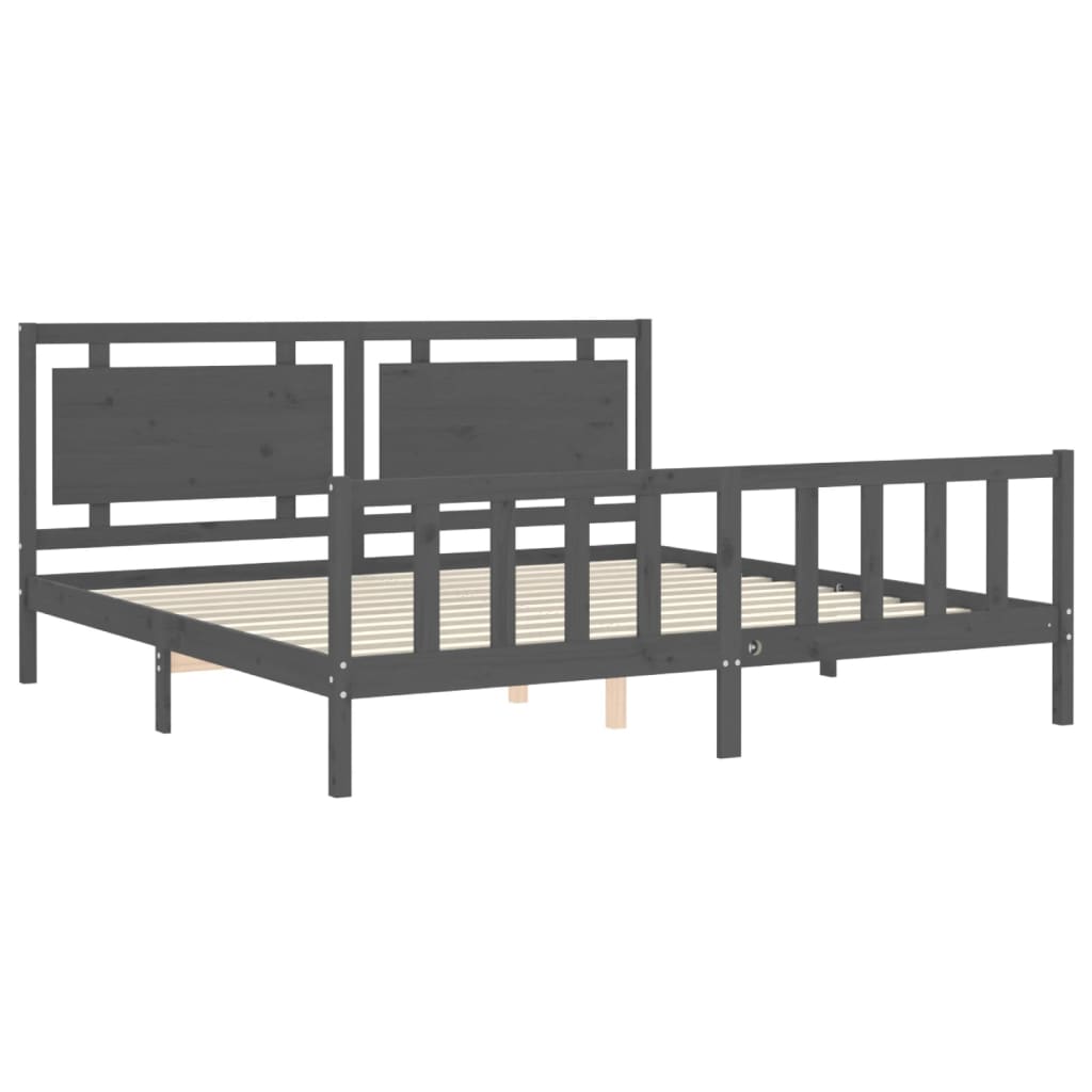 Cadre de lit sans matelas gris 200x200 cm bois massif de pin