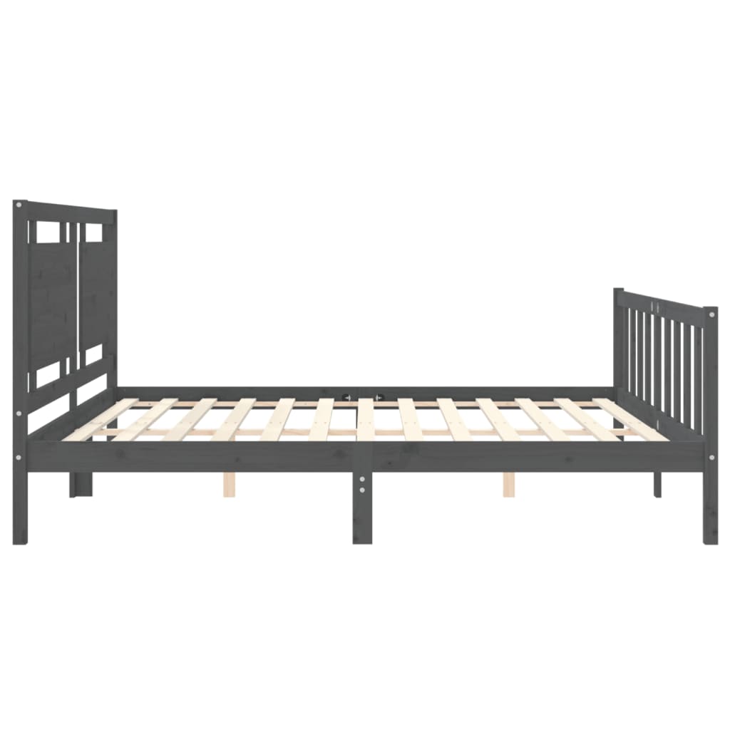 Cadre de lit sans matelas gris 200x200 cm bois massif de pin