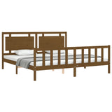 Cadre de lit sans matelas marron miel 200x200cm bois pin massif