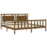 Cadre de lit sans matelas marron miel 200x200cm bois pin massif