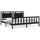 Cadre de lit sans matelas noir 200x200 cm bois massif de pin