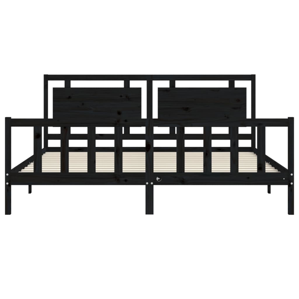 Cadre de lit sans matelas noir 200x200 cm bois massif de pin