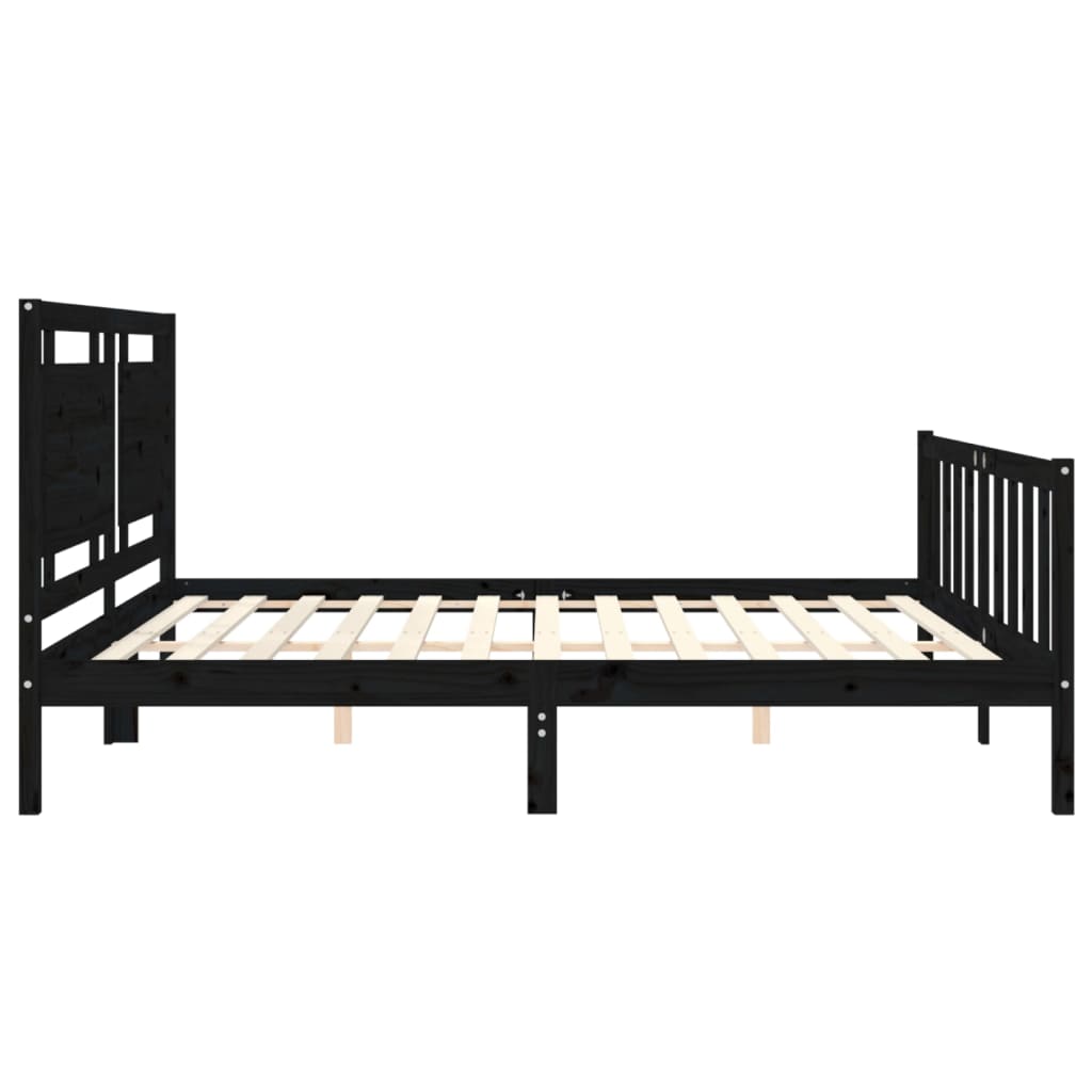 Cadre de lit sans matelas noir 200x200 cm bois massif de pin