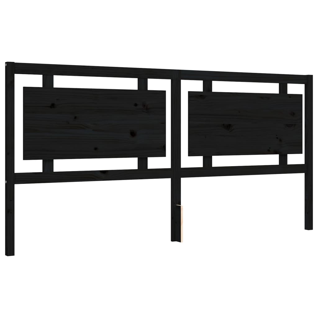 Cadre de lit sans matelas noir 200x200 cm bois massif de pin