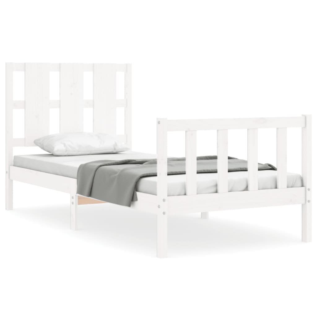 Bed frame without mattress white solid pine wood