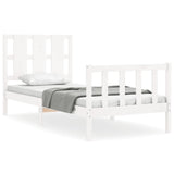 Bed frame without mattress white solid pine wood