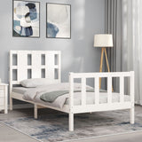 Bed frame without mattress white solid pine wood