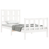 Bed frame without mattress white solid pine wood