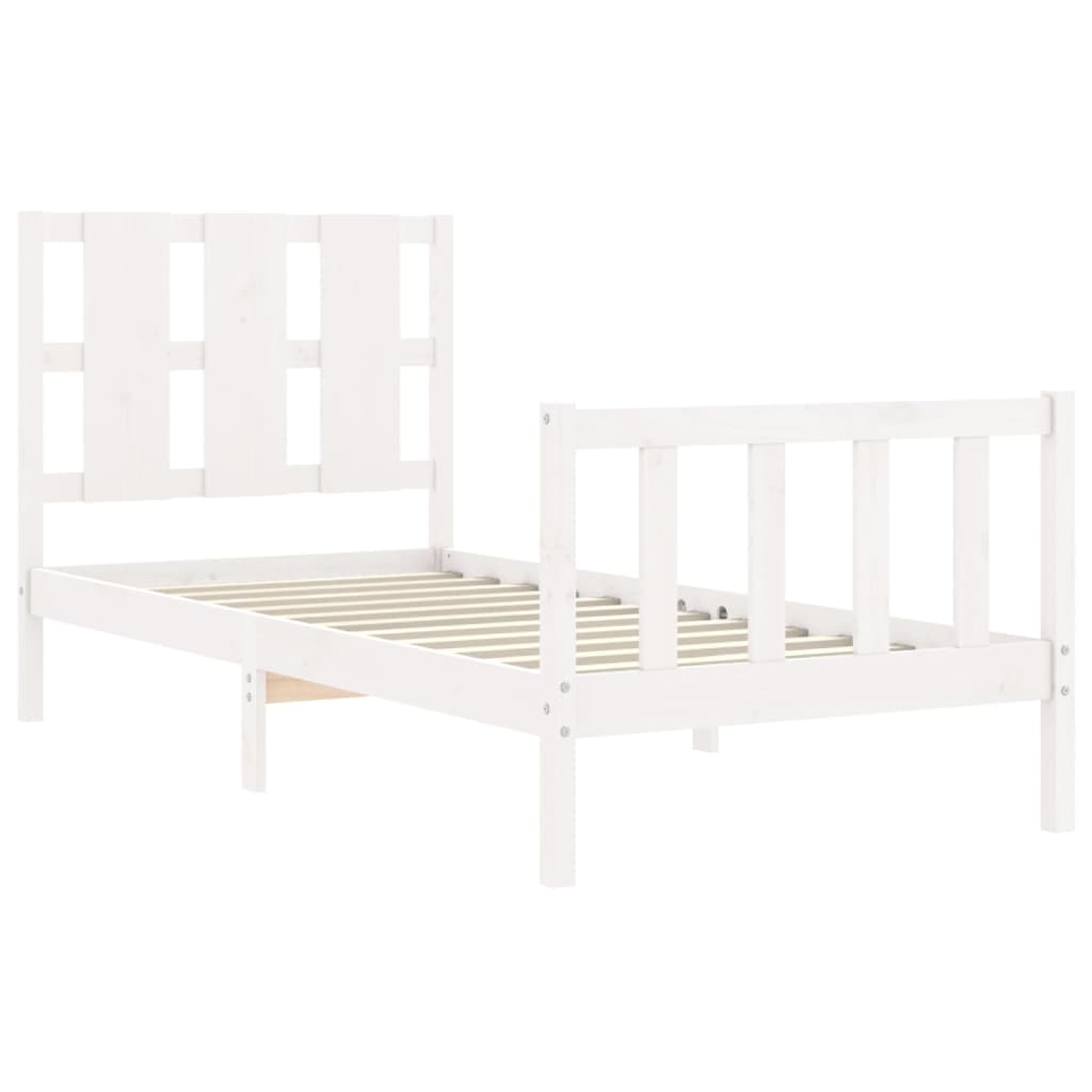 Bed frame without mattress white solid pine wood