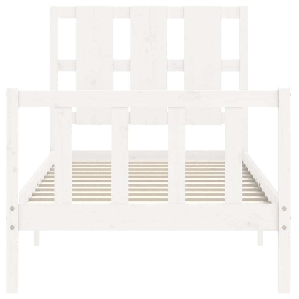 Bed frame without mattress white solid pine wood