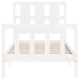 Bed frame without mattress white solid pine wood