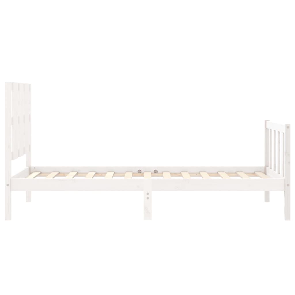 Bed frame without mattress white solid pine wood