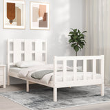 Bed frame without mattress white solid pine wood