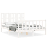 Cadre de lit sans matelas blanc bois de pin massif