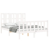 Cadre de lit sans matelas blanc bois de pin massif