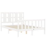 Bed frame without mattress white solid pine wood