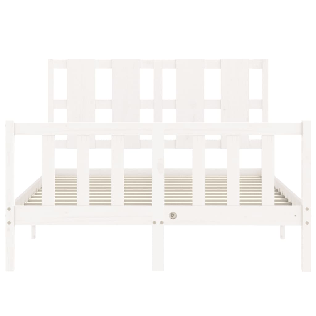 Bed frame without mattress white solid pine wood