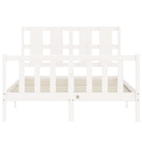 Bed frame without mattress white solid pine wood