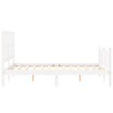 Bed frame without mattress white solid pine wood