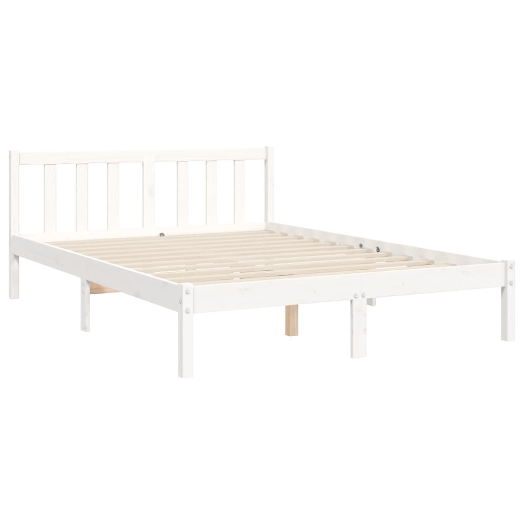 Bed frame without mattress white solid pine wood